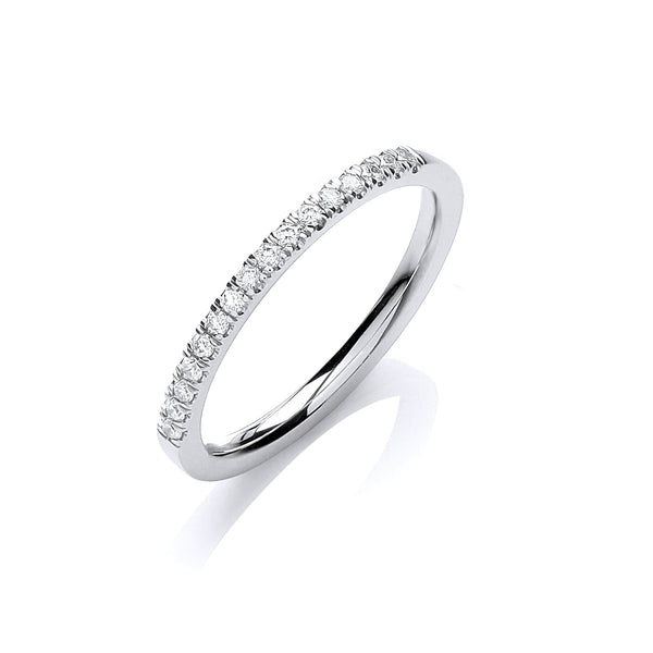 18ct White Gold 0.12ct Half Eternity Real Diamond Bridal Ring
