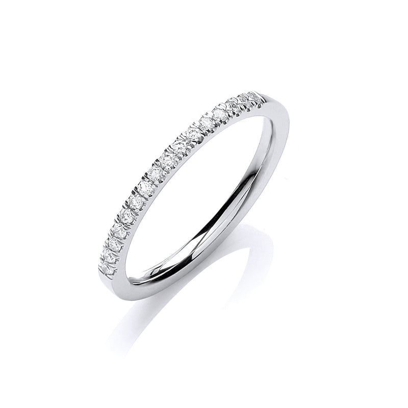 18ct White Gold 0.12ct Half Eternity Real Diamond Bridal Ring