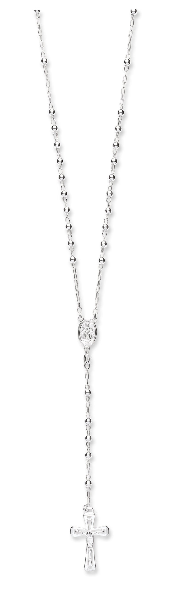Real Silver Rosary Beads Chain 24"