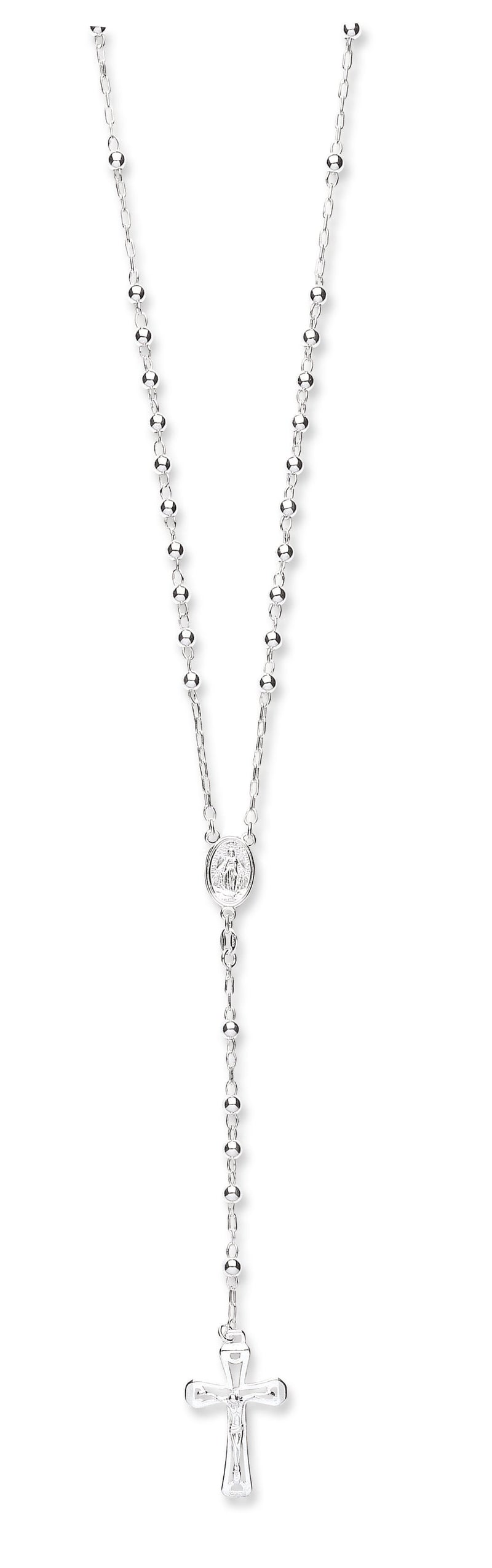 Real Silver Rosary Beads Chain 24"