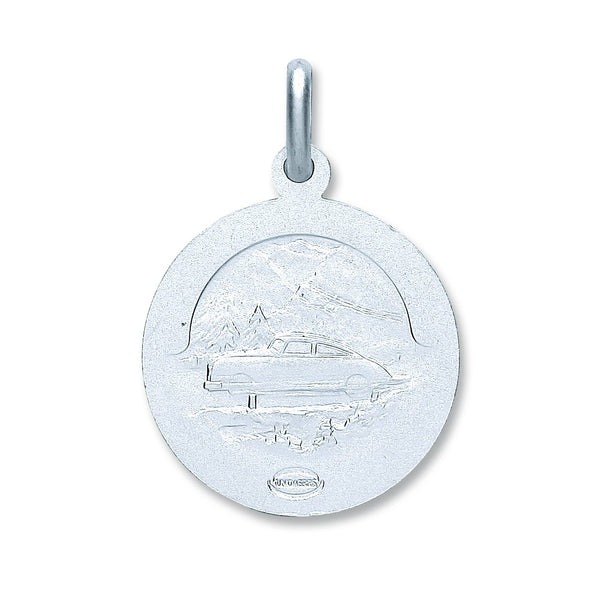 Real Silver Double Sided St Christopher Pendant (includes chain 18")