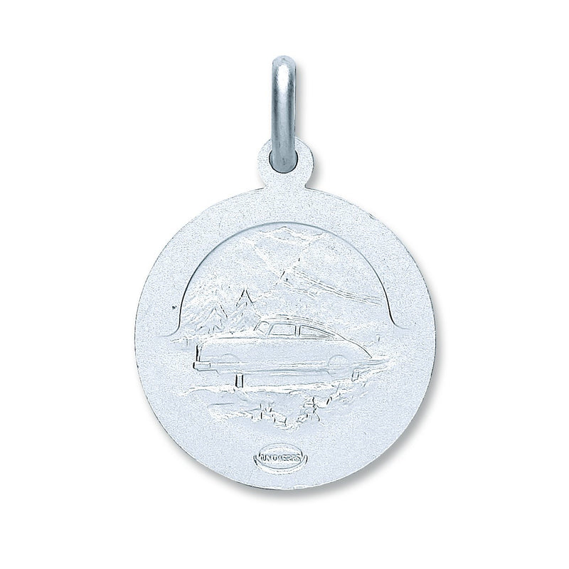 Real Silver Double Sided St Christopher Pendant (includes chain 18")