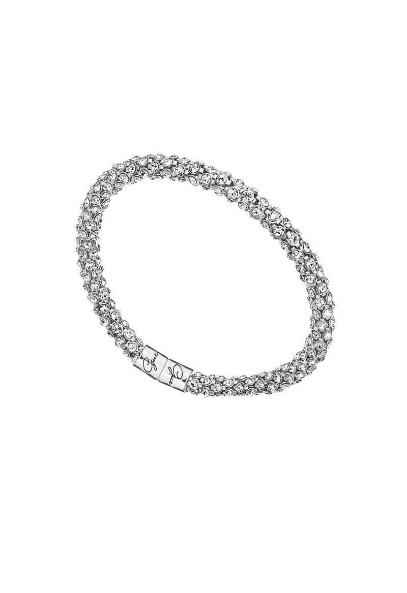 GUESS rhodium plated pave bangle heavily embellished with Swarovski®crystals