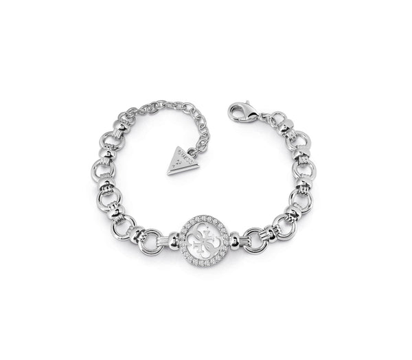 UN4GETTABLE GUESS rhodium plated chain bracelet with pave four G's logo
