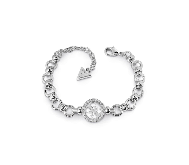 UN4GETTABLE GUESS rhodium plated chain bracelet with pave four G's logo
