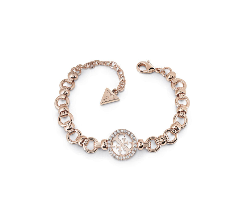 UN4GETTABLE GUESS rhodium plated chain bracelet with pave four G's logo