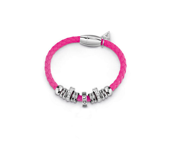 LONG ISLAND GUESS coral rope bracelet with rhodium plated beads