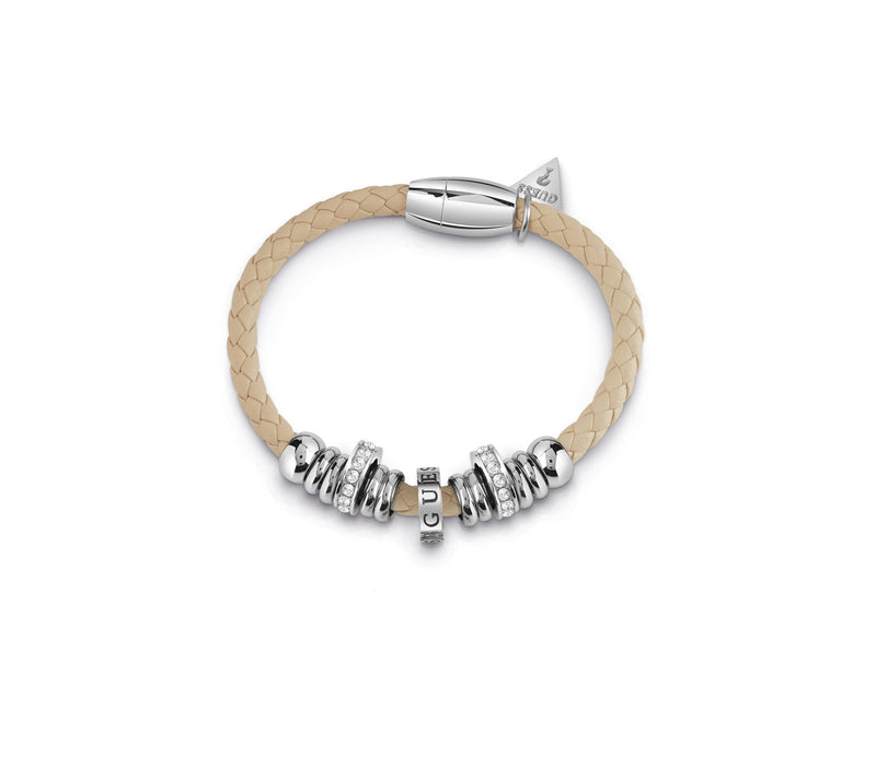 LONG ISLAND GUESS coral rope bracelet with rhodium plated beads