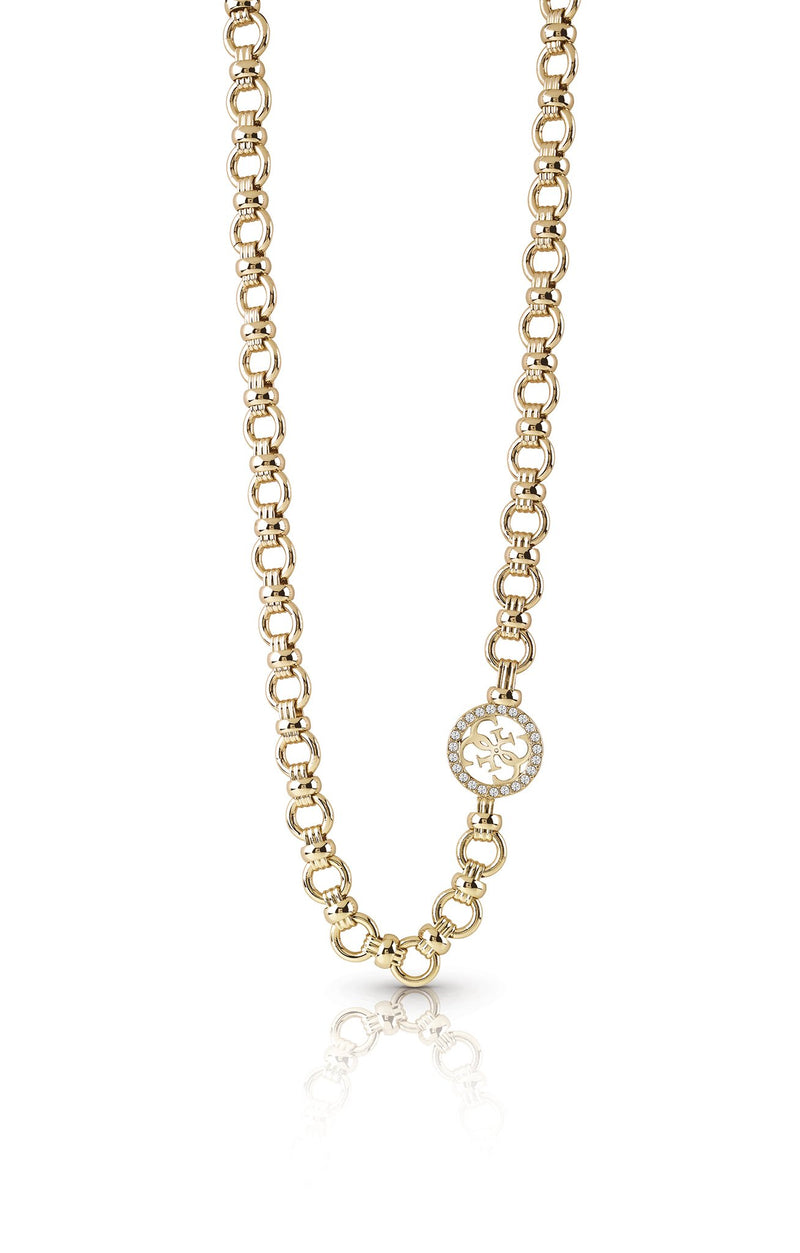 UN4GETTABLE GUESS Rose Gold Plated Pave Four-G Logo Chain Necklace