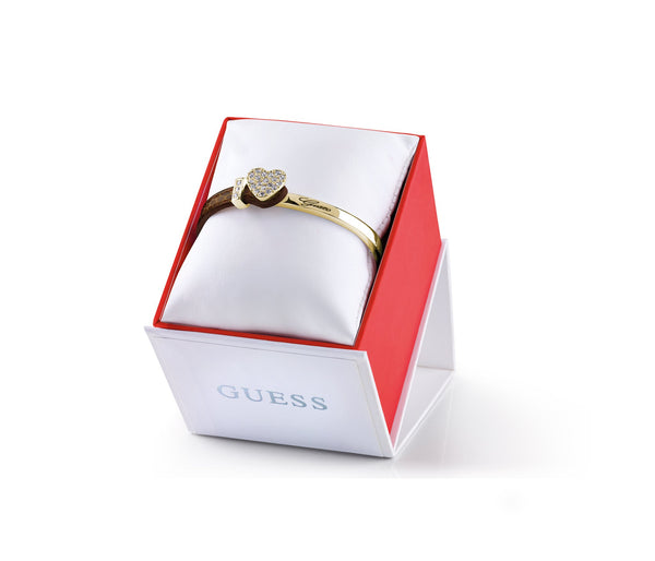 GUESS gold plated and brown snake print leather bracelet