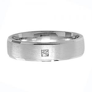Real Silver Wedding Ring with Cz Satin Finish 5.5mm