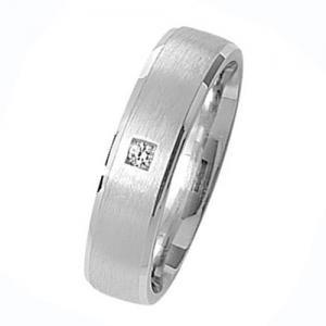 Real Silver Wedding Ring with Cz Satin Finish 5.5mm