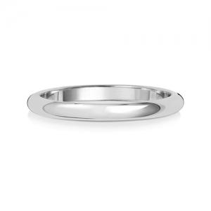 9ct White Gold Wedding Band D Shape 2mm